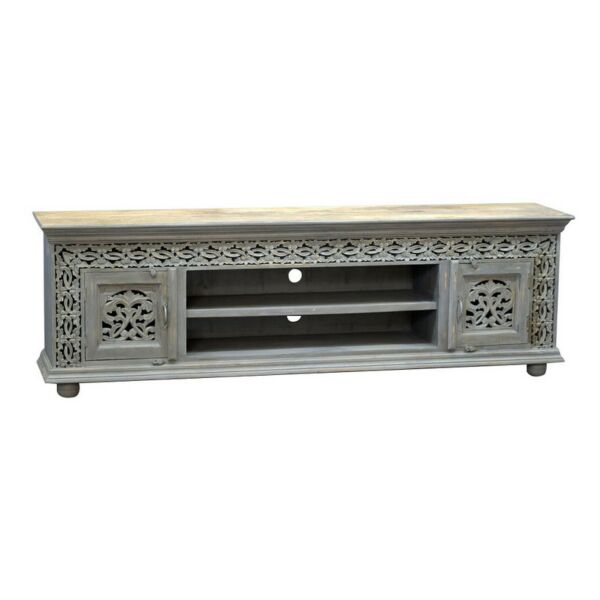 طاولة تلفاز حفر يدوي غيراسول -  لون رمادي