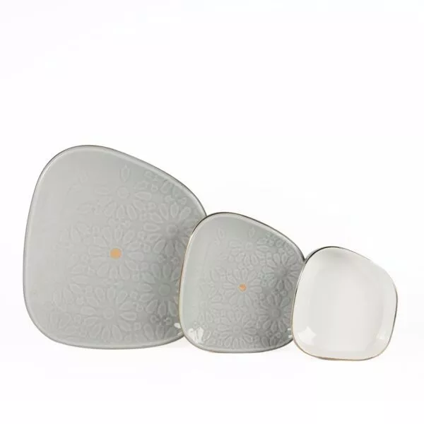 طقم عشاء ل6 أشخاص من مجموعة إكرام - 18 قطعة - رمادي