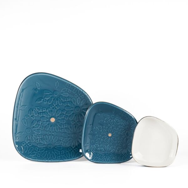 طقم عشاء ل6 أشخاص من مجموعة إكرام - 18 قطعة - أزرق