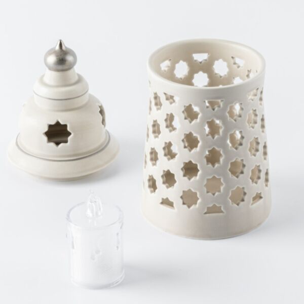 حامل شموع بورسلين من روزيت وسط - بيج