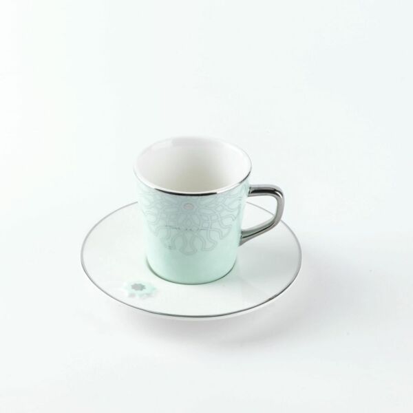 طقم أكواب الشاي من أصالة 12 قطعة - أزرق وفضي