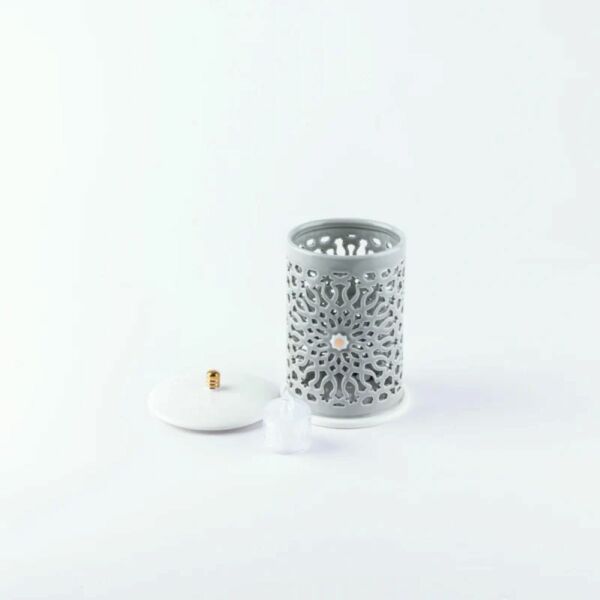شمعدان الكتروني حجم صغير من أصالة - رمادي و ذهبي