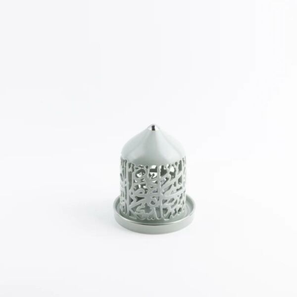 شمعدان الكتروني حجم صغير من جوار - اخضر فاتح وفضي