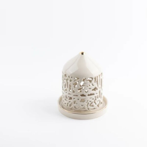 شمعدان الكتروني حجم وسط من جوار - بيج و ذهبي