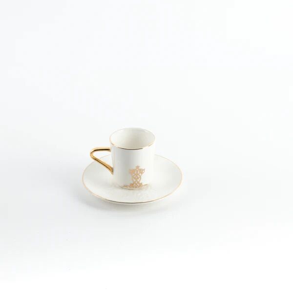 طقم فنجان قهوة تركية 12 قطعة من نقش - ابيض وذهبي