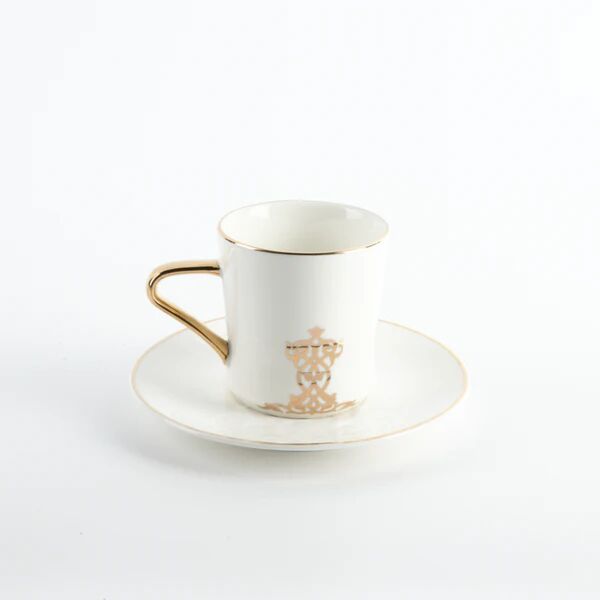 طقم اكواب شاي 12 قطعة من نقش - ابيض وذهبي