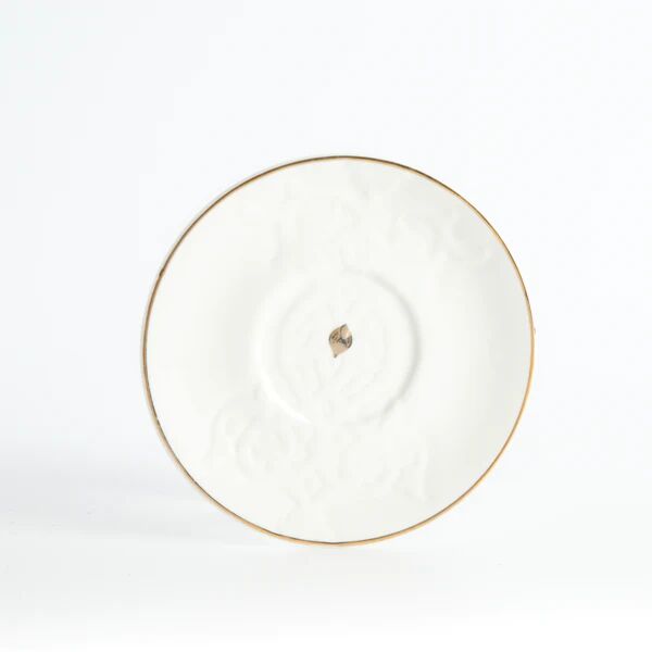 طقم اكواب شاي 12 قطعة من نقش - ابيض وذهبي