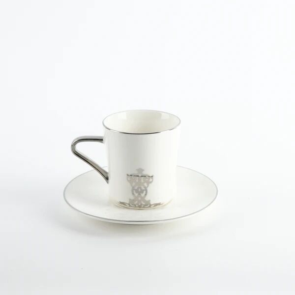 طقم اكواب شاي 12 قطعة من نقش - ابيض وفضي