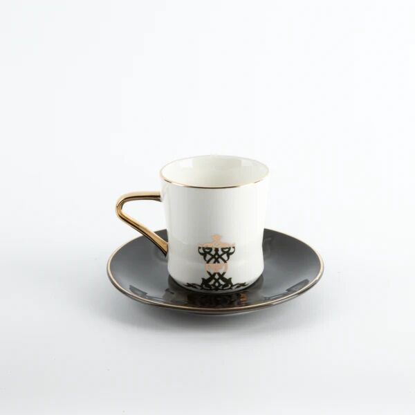 طقم اكواب شاي 12 قطعة من نقش - اسود وذهبي