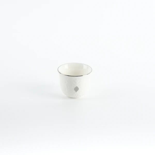 طقم فنجان قهوة سعودية 12 قطعة من نقش - ابيض وفضي