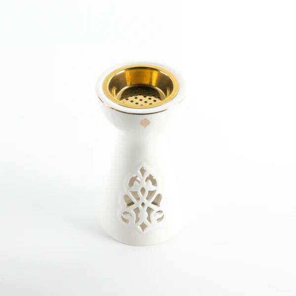 مبخرة بورسلان من نقش - ابيض وذهبي
