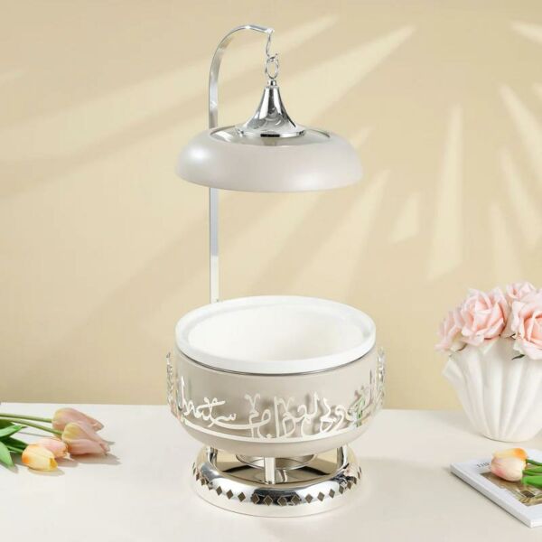 سخان تقديم طعام حجم وسط من جوار - بيج وفضي