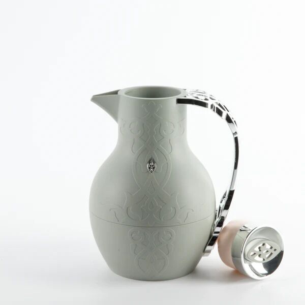 ترمس شاي وقهوة 1 لتر من نقش - رمادي وفضي