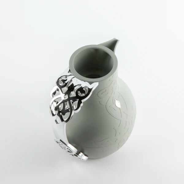 ترمس شاي وقهوة 1 لتر من نقش - رمادي وفضي