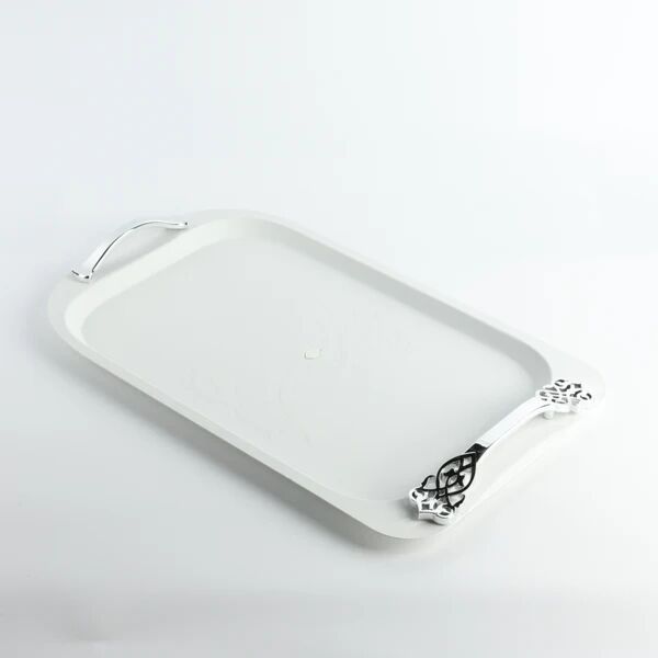 صينية تقديم فاخرة من نقش - ابيض وفضي