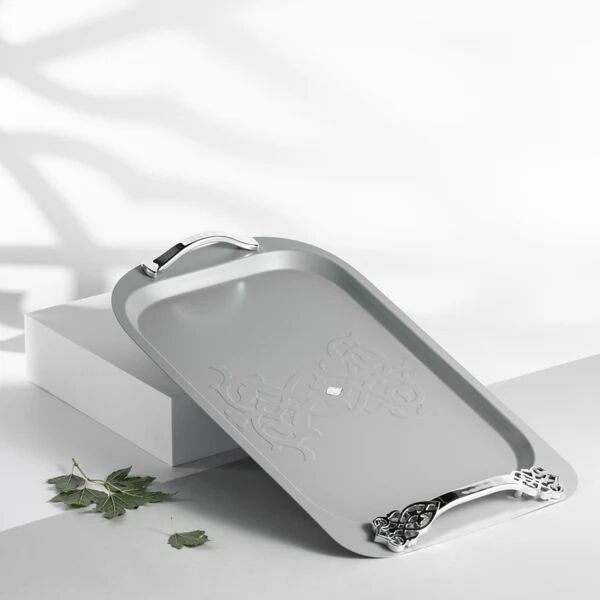 صينية تقديم فاخرة من نقش - رمادي وفضي