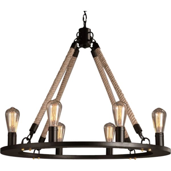 علاقي مودرن حبال ريفي اسود سداسي E27x6L