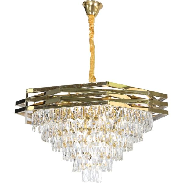 انارة معلقة شيمر مع لق كريستال ذهبي E14 80 سم