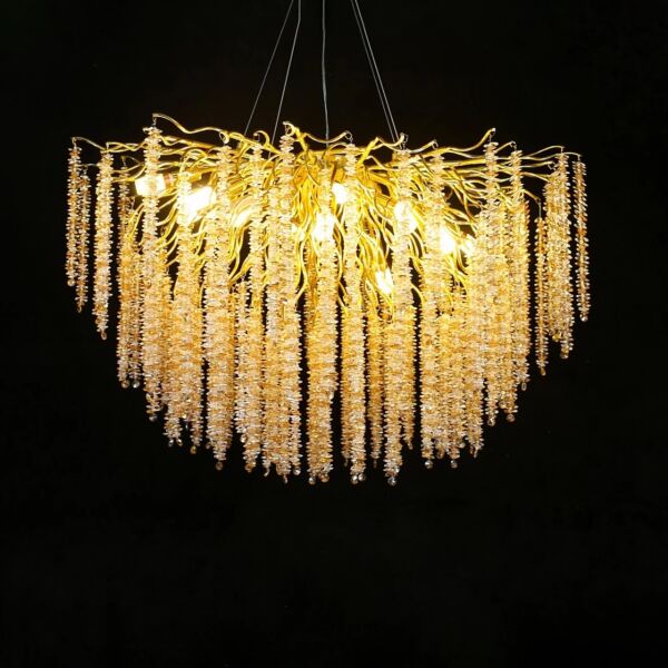 ثريا 100 سم ذهبي مع شفاف مع عسلي