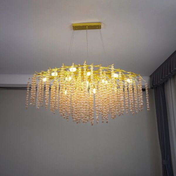 ثريا 120 سم ذهبي مع شفاف مع عسلي