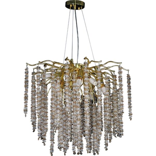 ثريا علاقي مودرن مع شفاف مع عسلي E14 لمبة - ذهبي