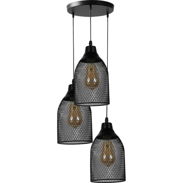 علاقي مودرن ثلاثي اسود E27