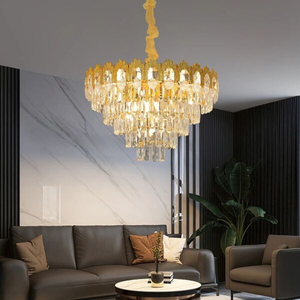 انارة معلقة مودرن غطاء لون ذهبي قماري E14x13L قطر 60 سم