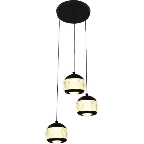 اضاءة معلقة مودرن 3 اضاءات 30 واط ثلاثي - اسود