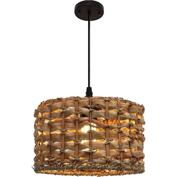 إنارة معلقة قش بني - 24 سم
