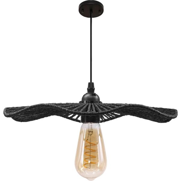 انارة معلقة 2 متر خيزران اسود E27x1L قطر 35 سم