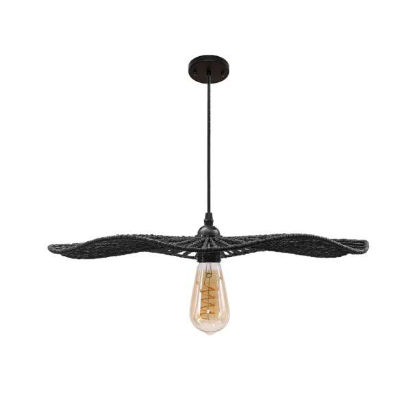 انارة معلقة 2 متر خيزران اسود E27x1L قطر 50 سم