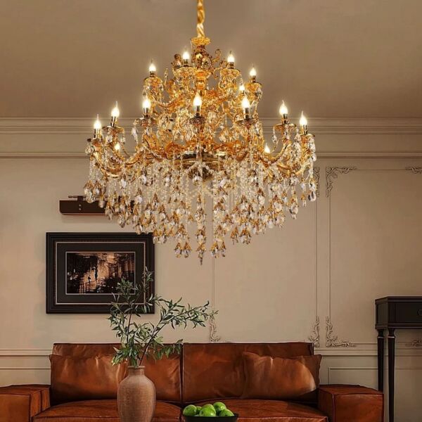 ثريا دائري دورين شمعدان - ذهبي وبني