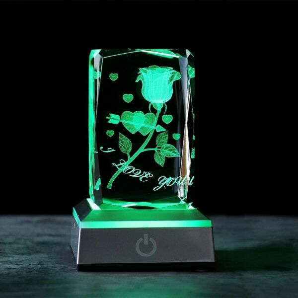 أبجورة طاولة كريستال بالبطارية و يو اس بي ثلاثية الأبعاد - فضي