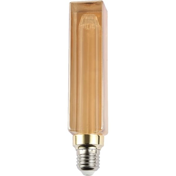 لمبة ديكورية زجاج 3 واط شكل مكعب ارتفاع 20 سم - عسلي ذهبي