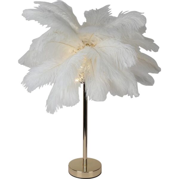 أبجورة طاولة بتصميم ريش نعام - ابيض
