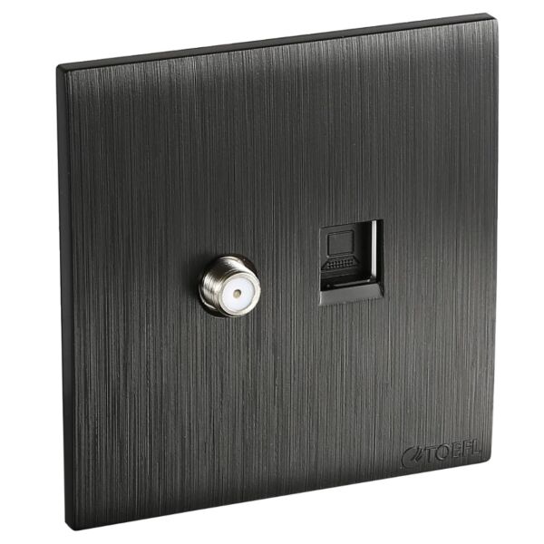 فيش منفذ كمبيوتر مع دش لون اسود بيانو بلاتيني