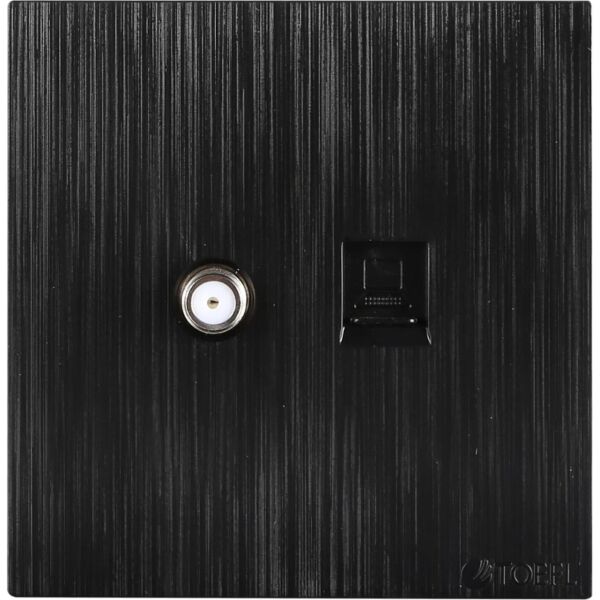 فيش منفذ كمبيوتر مع دش لون اسود بيانو بلاتيني