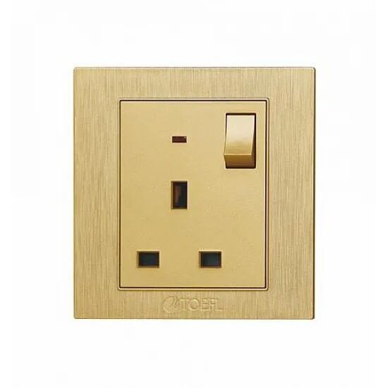 فيش ثلاثي مع مفتاح 13 امبير لون ذهبي قولد توفل