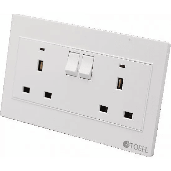 فيش ليفارو ثلاثي مزدوج مع مفتاح مستطيل لون ابيض سادة توفل