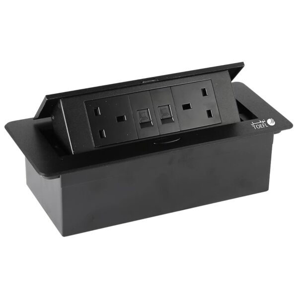 فيش ارضي مجوز مع فيش كمبيوتر مجوز توفل - اسود