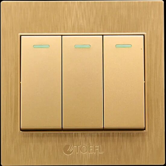 مفتاح إضاءة ثلاثي لون ذهبي قولد توفل