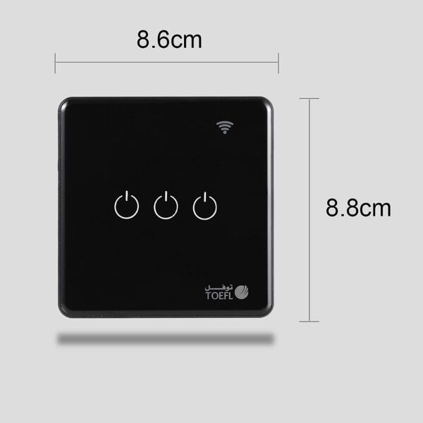 مفتاح ثلاثي ذكي تحكم عن بعد WiFi توفل - اسود