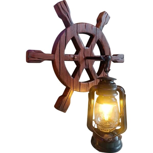 فانوس إضاءة خارجية وودي - خشبي