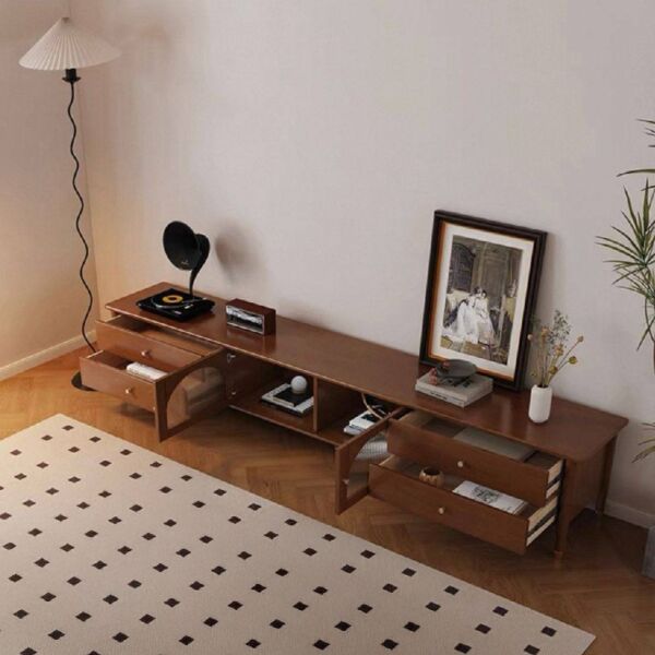 طاولة تلفزيون مودرن اولغا  -  بني فاتح وذهبي