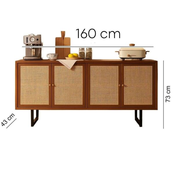 طاولة بوفيه راتان طبيعي من ويلو قلو - بني وبيج