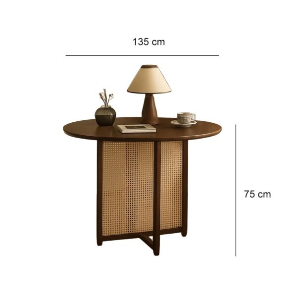 طاولة طعام راتان طبيعي 4 اشخاص من ويلو - بني وبيج