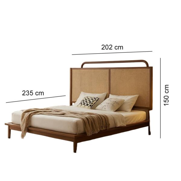 سرير كينغ راتان طبيعي 180×200 سم من ويلو - بني وبيج