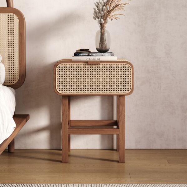 كومودينو راتان طبيعي من ويلو قلو - بني وبيج