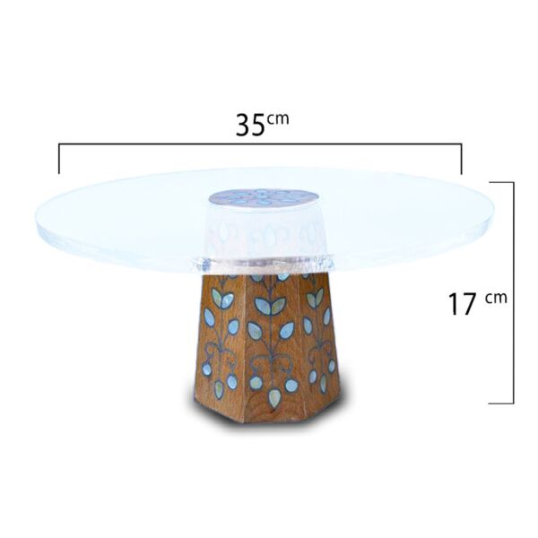 ستاند كيك اكريلك مطعم صدف سوري قطر 35 سم - خشبي غامق