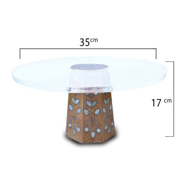 طبق تقديم بقاعدة اكريلك مطعم صدف شامي مقاس كبير - خشبي غامق 